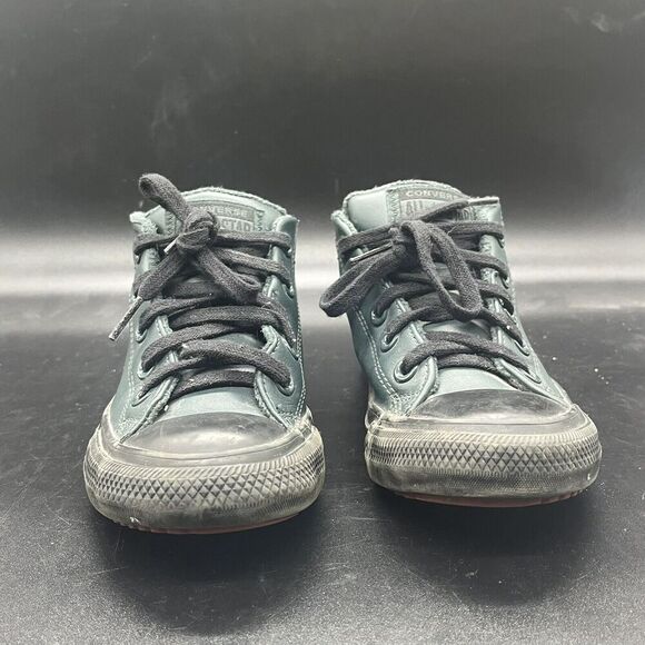 Converse Junior All Star Leather Sneaker size 1 672118C Green casual school - Picture 3 of 8